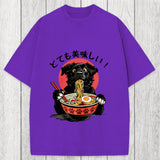 Tokyosol Dog Eating Ramen Joyfully Washed T-Shirt