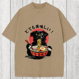 Tokyosol Dog Eating Ramen Joyfully Washed T-Shirt