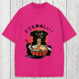 Tokyosol Dog Eating Ramen Joyfully Washed T-Shirt