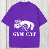 Tokyosol Cat Pumping Iron At The Gym Washed T-Shirt