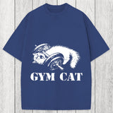 Tokyosol Cat Pumping Iron At The Gym Washed T-Shirt