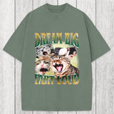 Tokyosol Dream Big Fart Loud Funny Cat Meme Washed T-Shirt