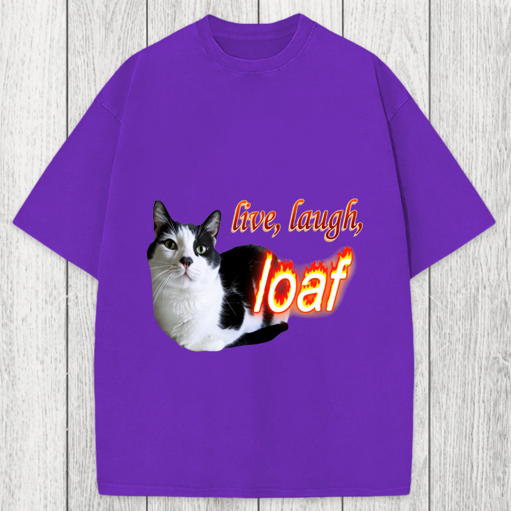 Tokyosol Live Laugh Loaf Cat Washed T-Shirt