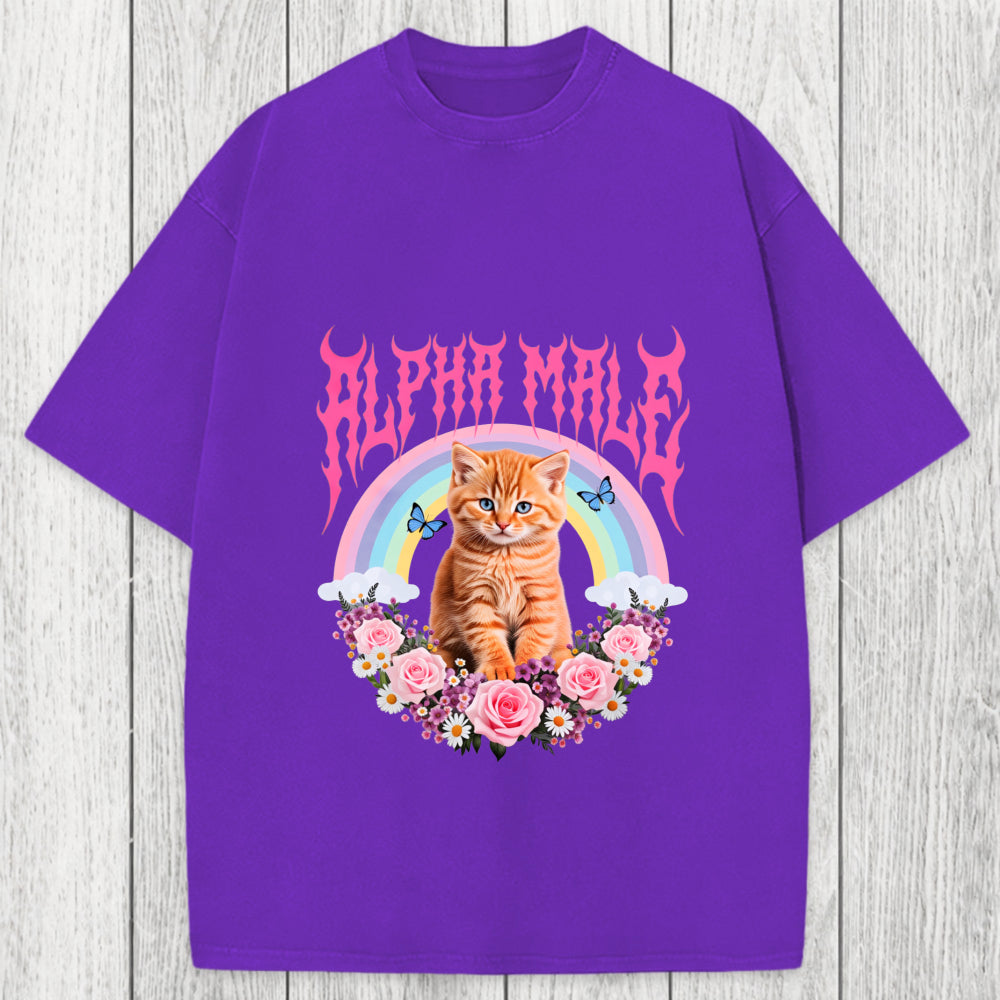 Tokyosol Alpha Male Funny Kitten Washed T-Shirt