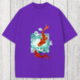 Tokyosol Koi In Wave Patterns Washed T-Shirt