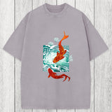 Tokyosol Koi In Wave Patterns Washed T-Shirt