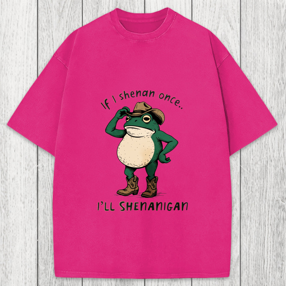 Tokyosol If I Shenan Once Funny Frog Washed T-Shirt