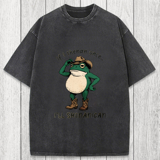 Tokyosol If I Shenan Once Funny Frog Washed T-Shirt