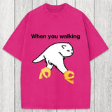Tokyosol When You Walking Cursed Cat Meme Washed T-Shirt