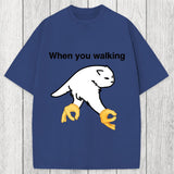 Tokyosol When You Walking Cursed Cat Meme Washed T-Shirt