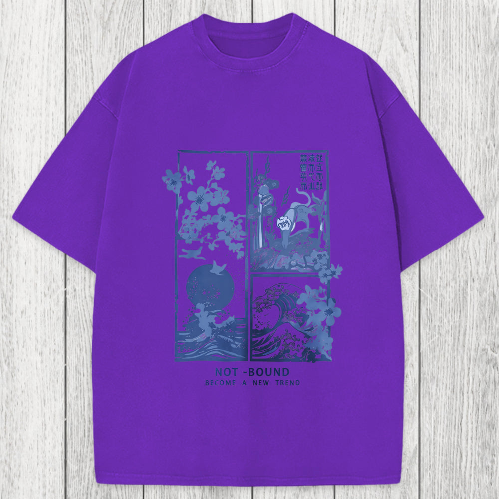 Tokyosol Not Bound Japanese Print Art Washed T-Shirt