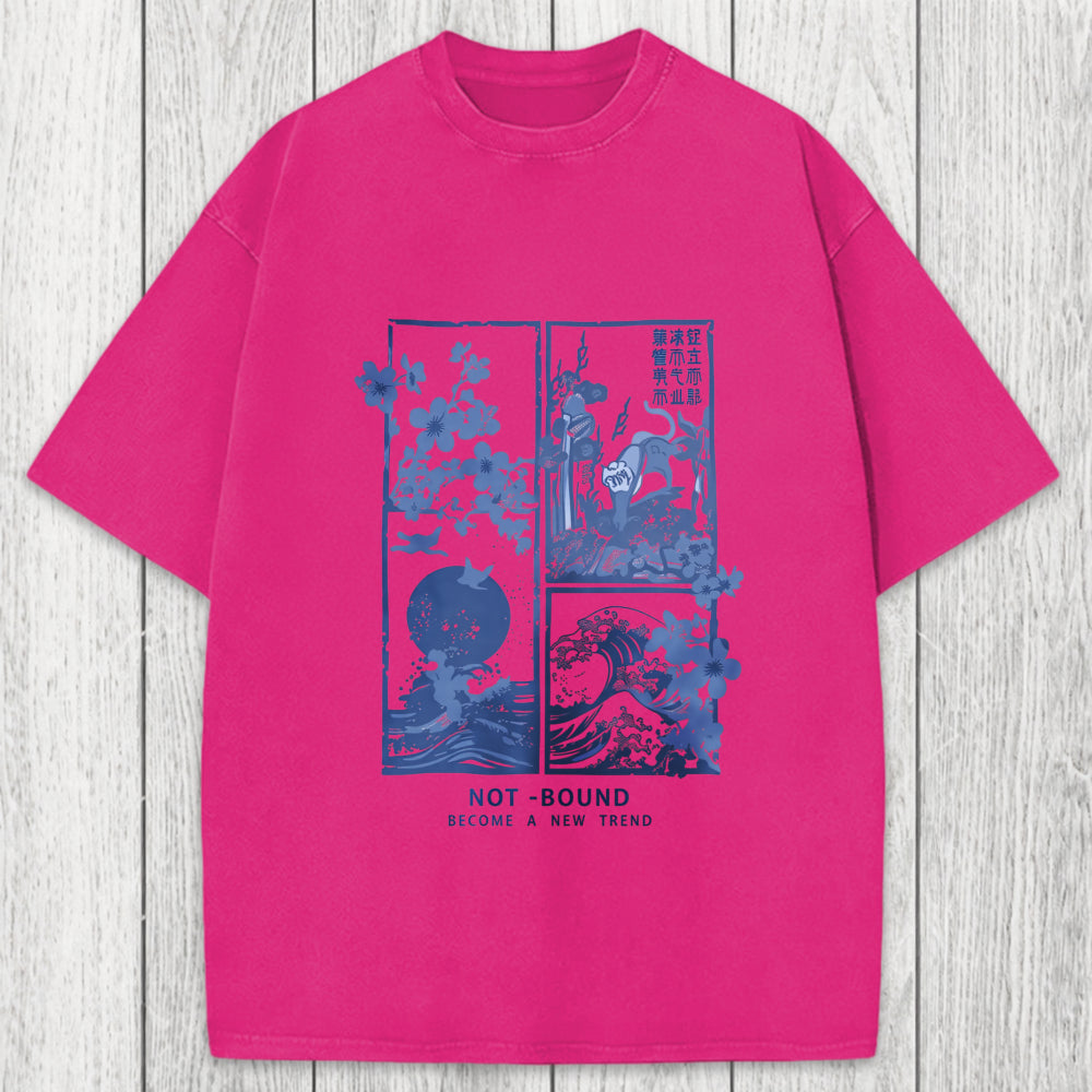 Tokyosol Not Bound Japanese Print Art Washed T-Shirt