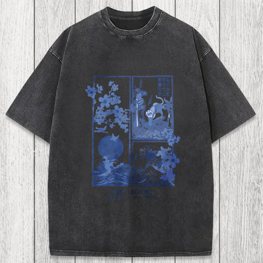 Tokyosol Not Bound Japanese Print Art Washed T-Shirt