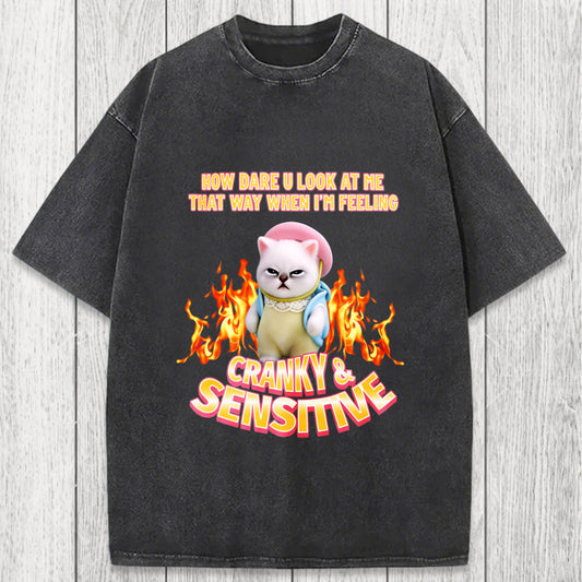 Tokyosol Cranky Kitty Washed T-Shirt