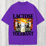 Tokyosol Lactose Tolerant Funny Trending Meme Washed T-Shirt