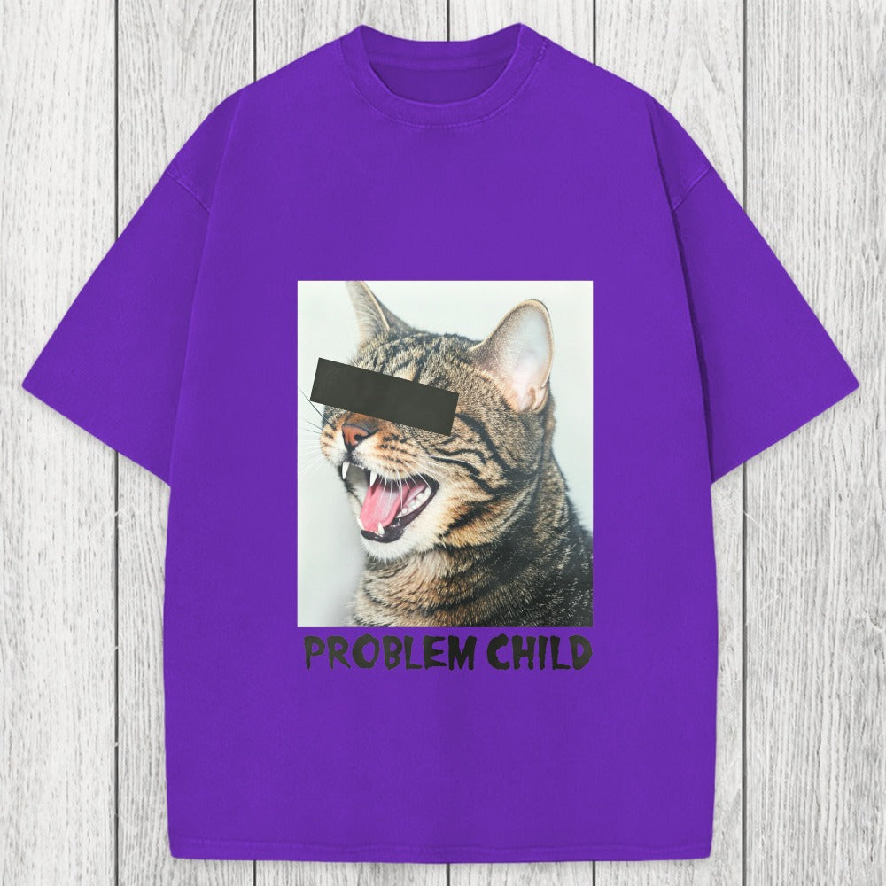 Tokyosol Problem Child Cat Washed T-Shirt