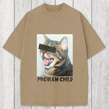 Tokyosol Problem Child Cat Washed T-Shirt