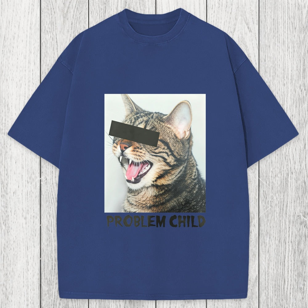 Tokyosol Problem Child Cat Washed T-Shirt