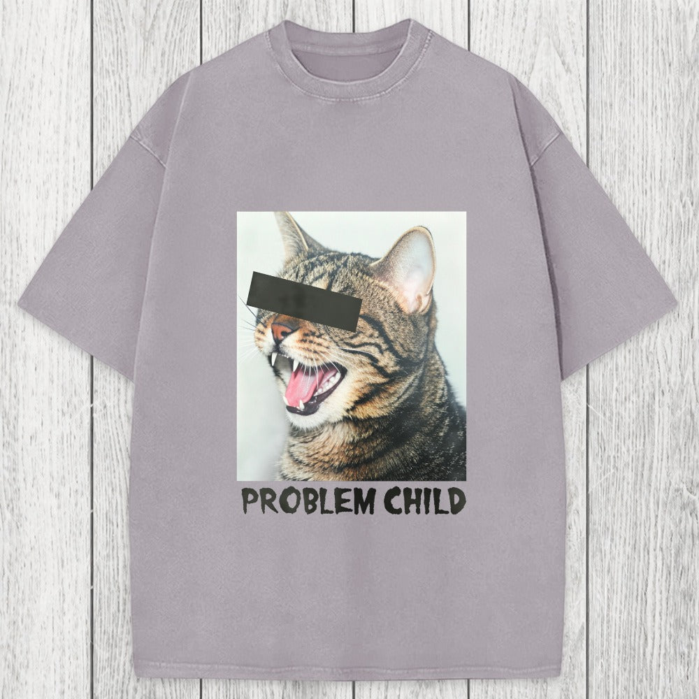 Tokyosol Problem Child Cat Washed T-Shirt