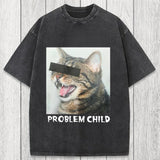 Tokyosol Problem Child Cat Washed T-Shirt