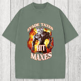 Tokyosol Evade Taxes Hit Maxes Cat Gym Meme Washed T-Shirt