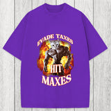 Tokyosol Evade Taxes Hit Maxes Cat Gym Meme Washed T-Shirt
