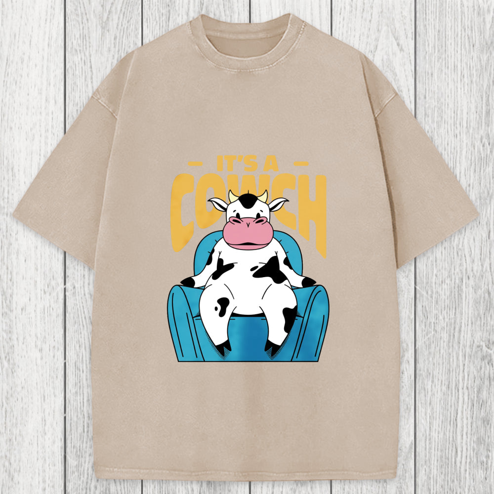 Tokyosol Its A Cowch Funny Cow Washed T-Shirt