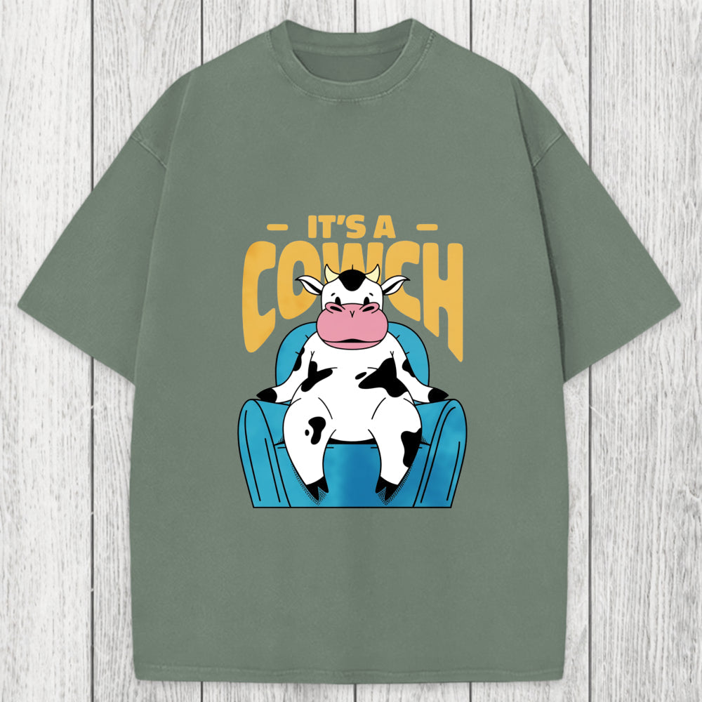 Tokyosol Its A Cowch Funny Cow Washed T-Shirt