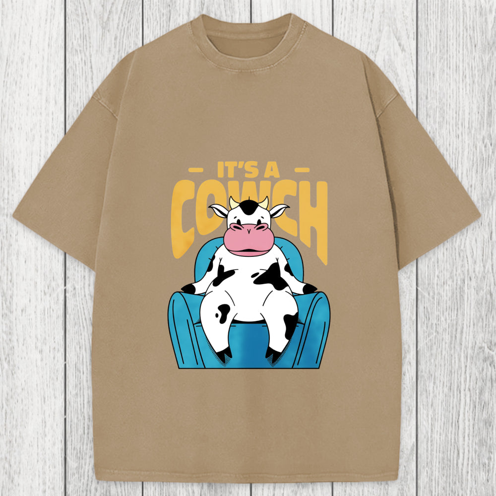 Tokyosol Its A Cowch Funny Cow Washed T-Shirt