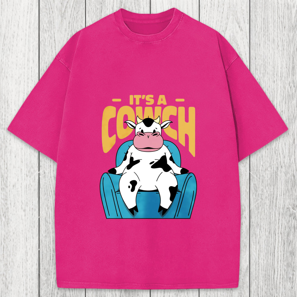 Tokyosol Its A Cowch Funny Cow Washed T-Shirt