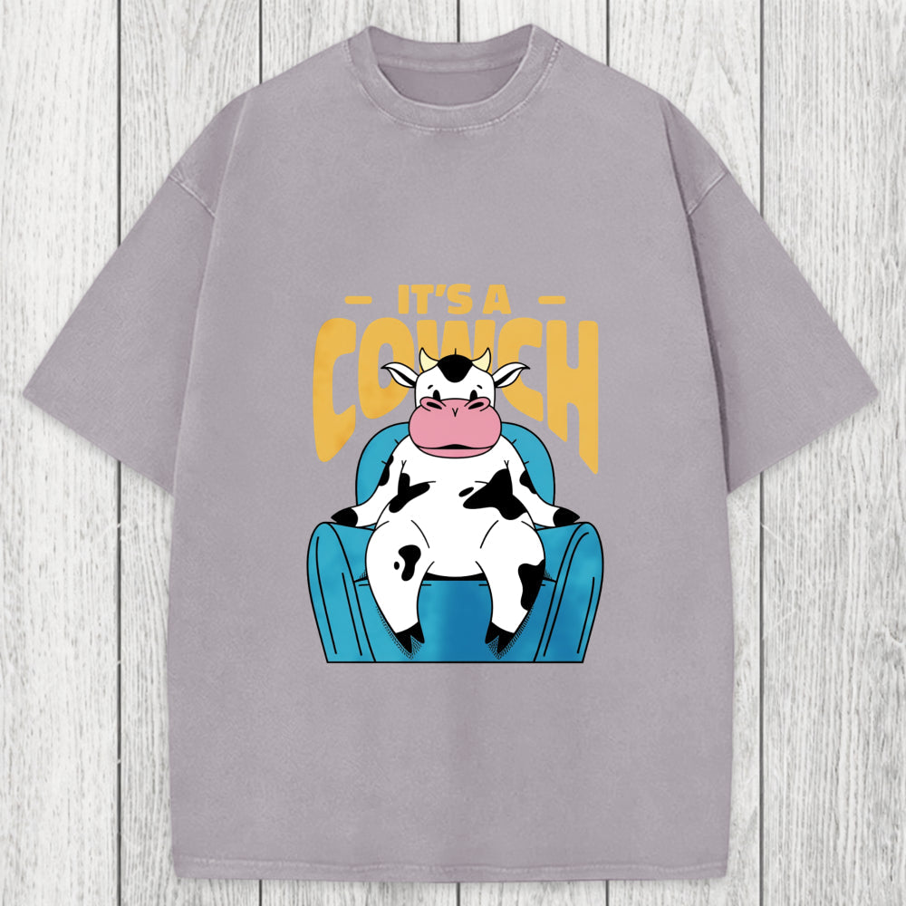 Tokyosol Its A Cowch Funny Cow Washed T-Shirt