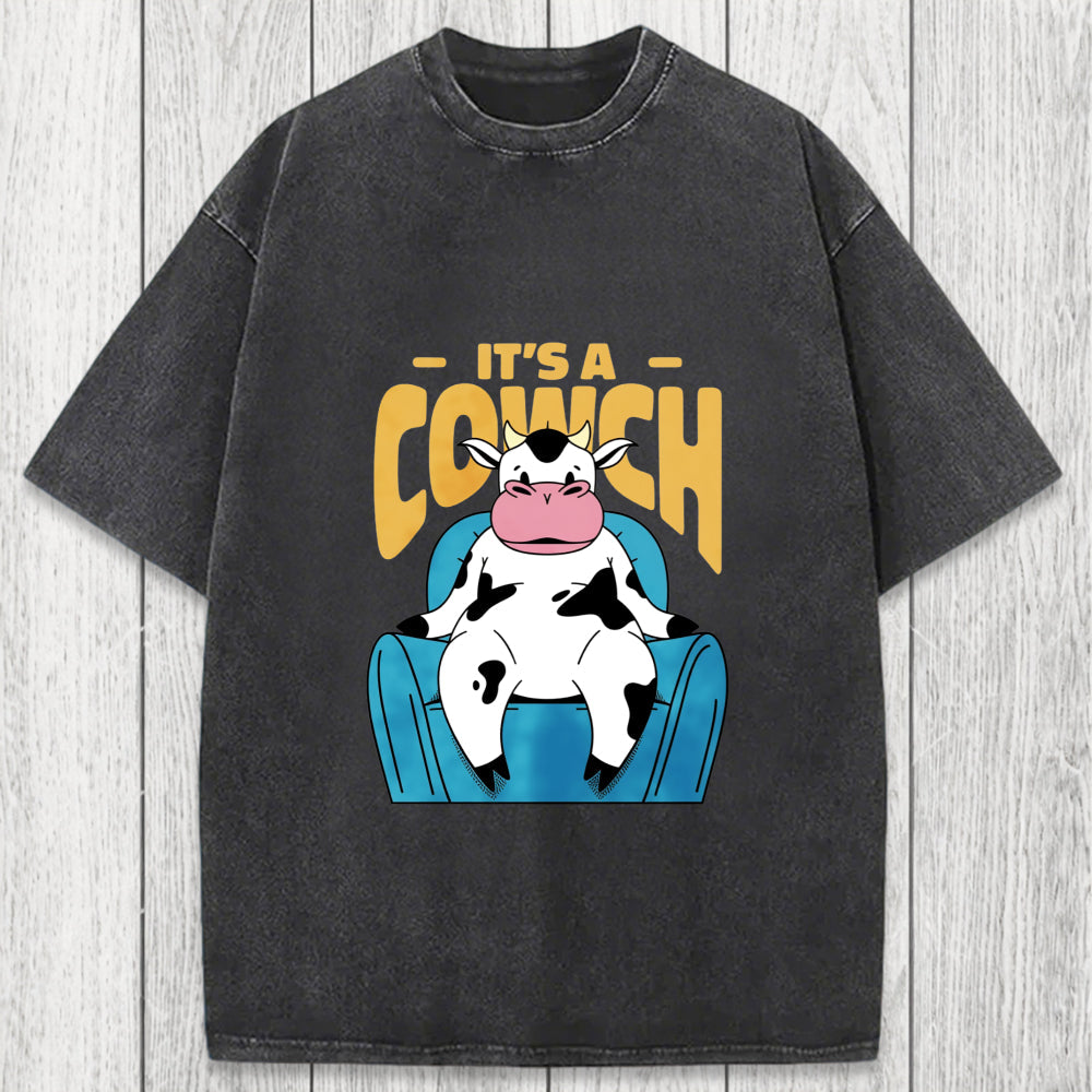 Tokyosol Its A Cowch Funny Cow Washed T-Shirt