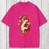 Tokyosol Funny Sushi Cat Washed T-Shirt