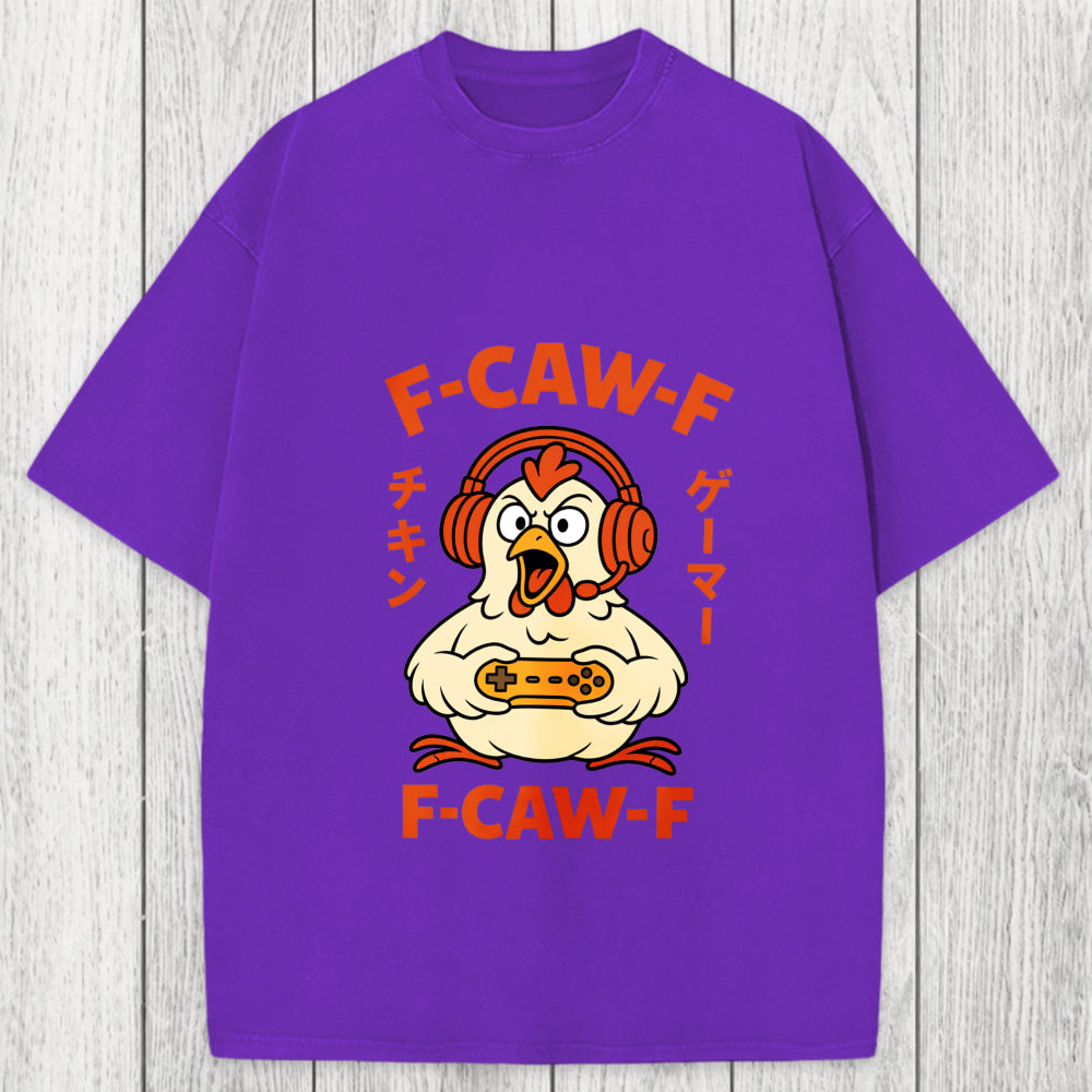 Tokyosol F-Caw-F Chicken Gamer Funny Washed T-Shirt