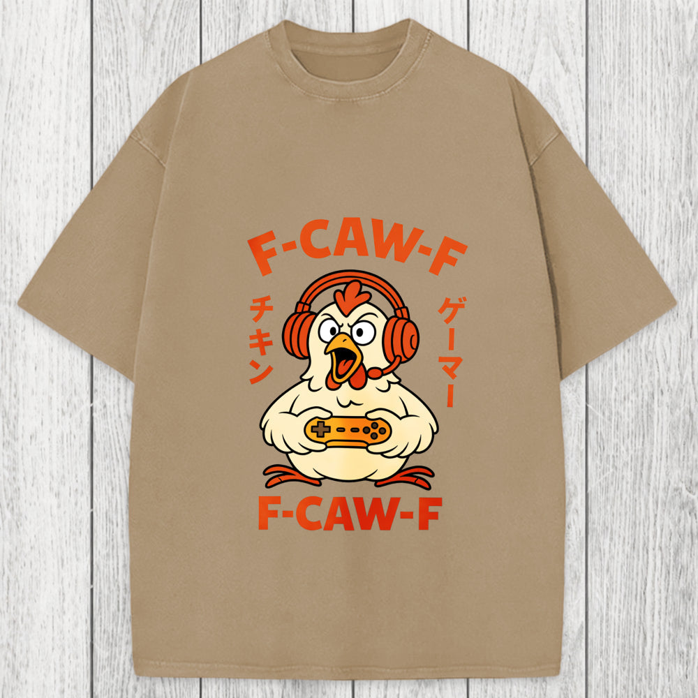 Tokyosol F-Caw-F Chicken Gamer Funny Washed T-Shirt