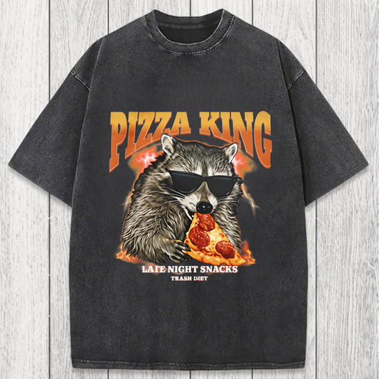 Tokyosol Raccoon Pizza King Washed T-Shirt
