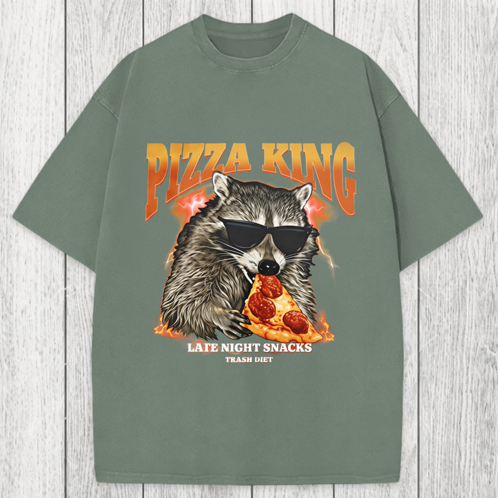 Tokyosol Raccoon Pizza King Washed T-Shirt
