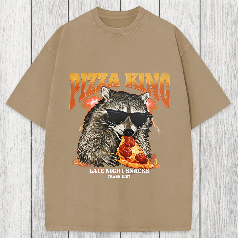 Tokyosol Raccoon Pizza King Washed T-Shirt