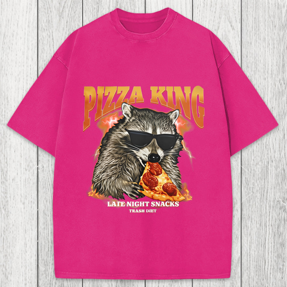 Tokyosol Raccoon Pizza King Washed T-Shirt