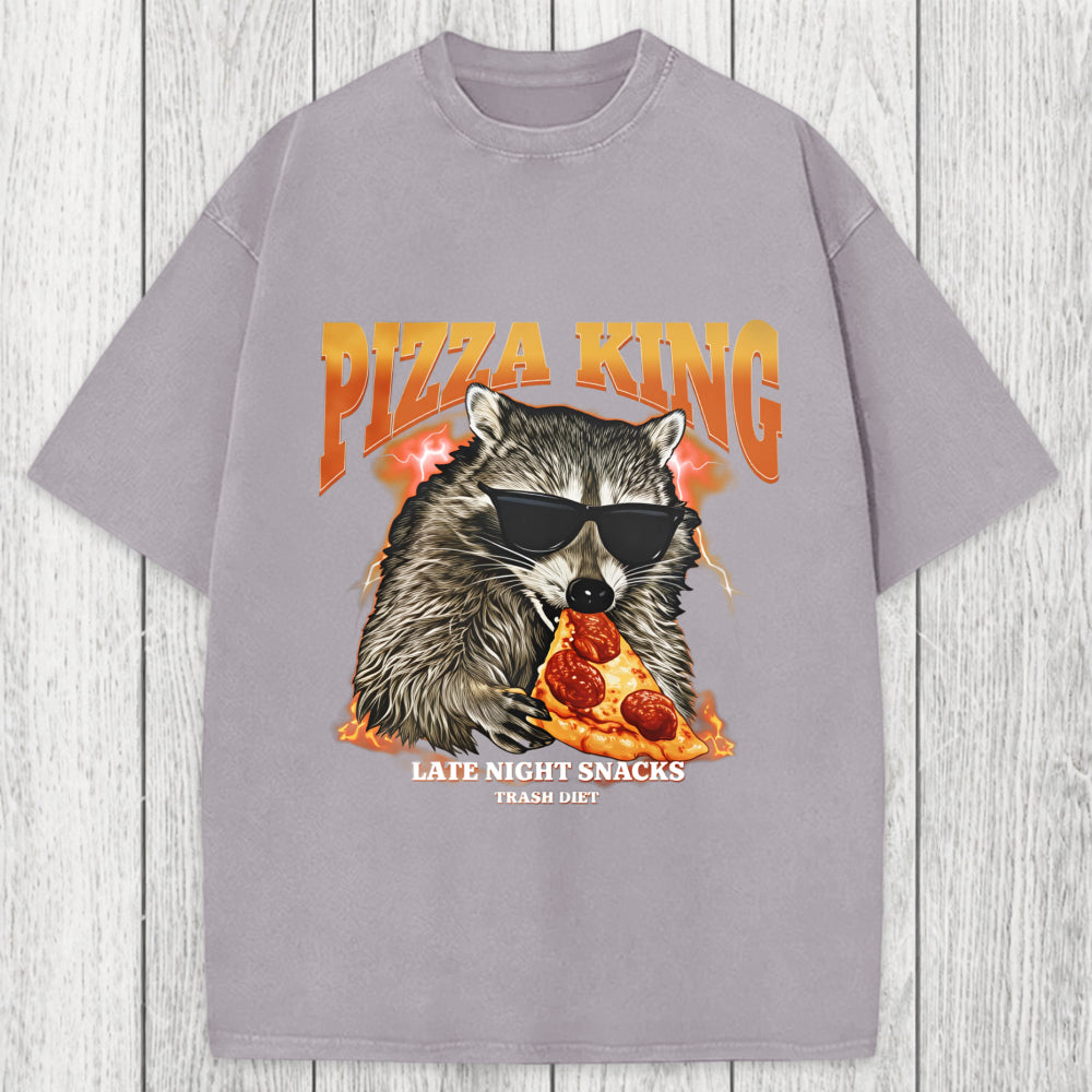 Tokyosol Raccoon Pizza King Washed T-Shirt