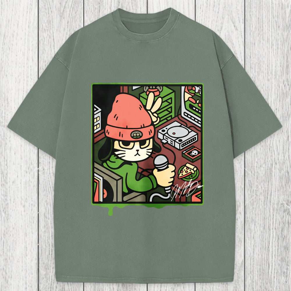 Tokyosol Rapper Cat Washed T-Shirt