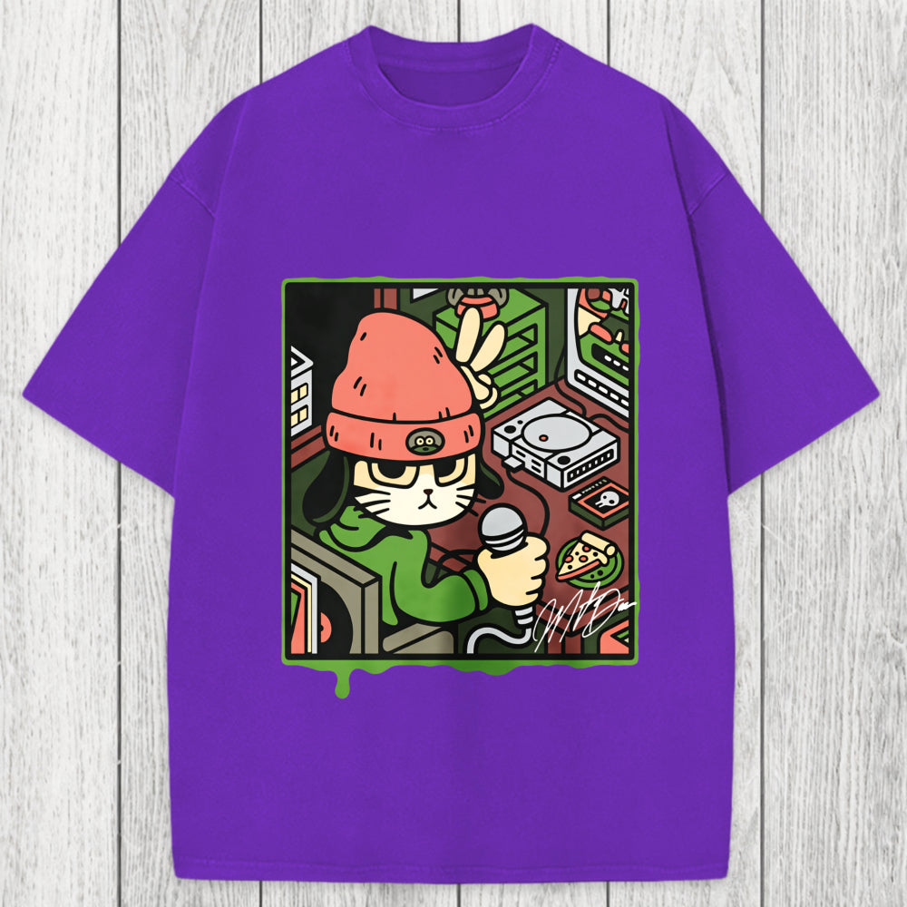 Tokyosol Rapper Cat Washed T-Shirt
