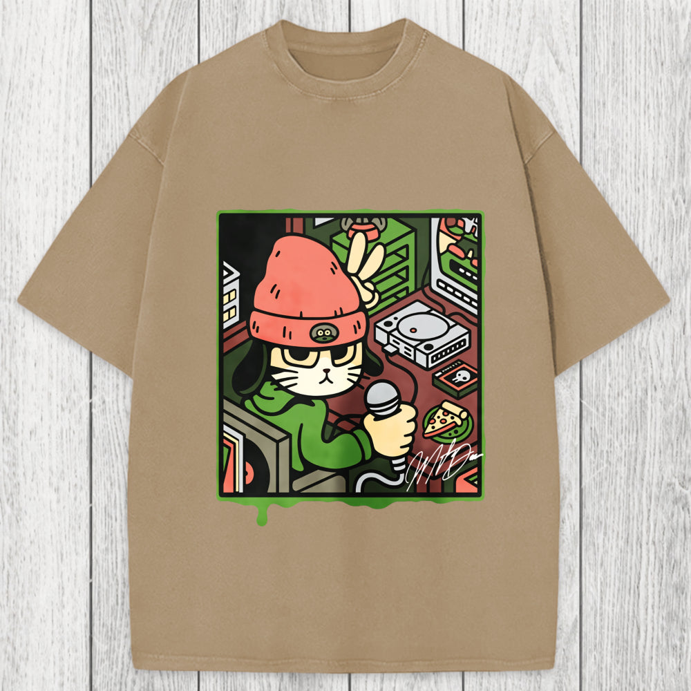 Tokyosol Rapper Cat Washed T-Shirt