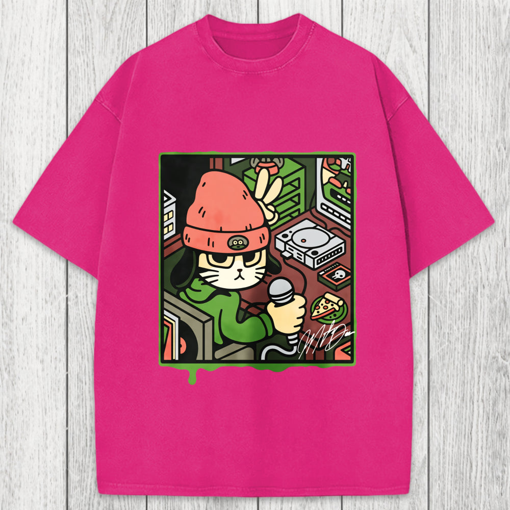 Tokyosol Rapper Cat Washed T-Shirt
