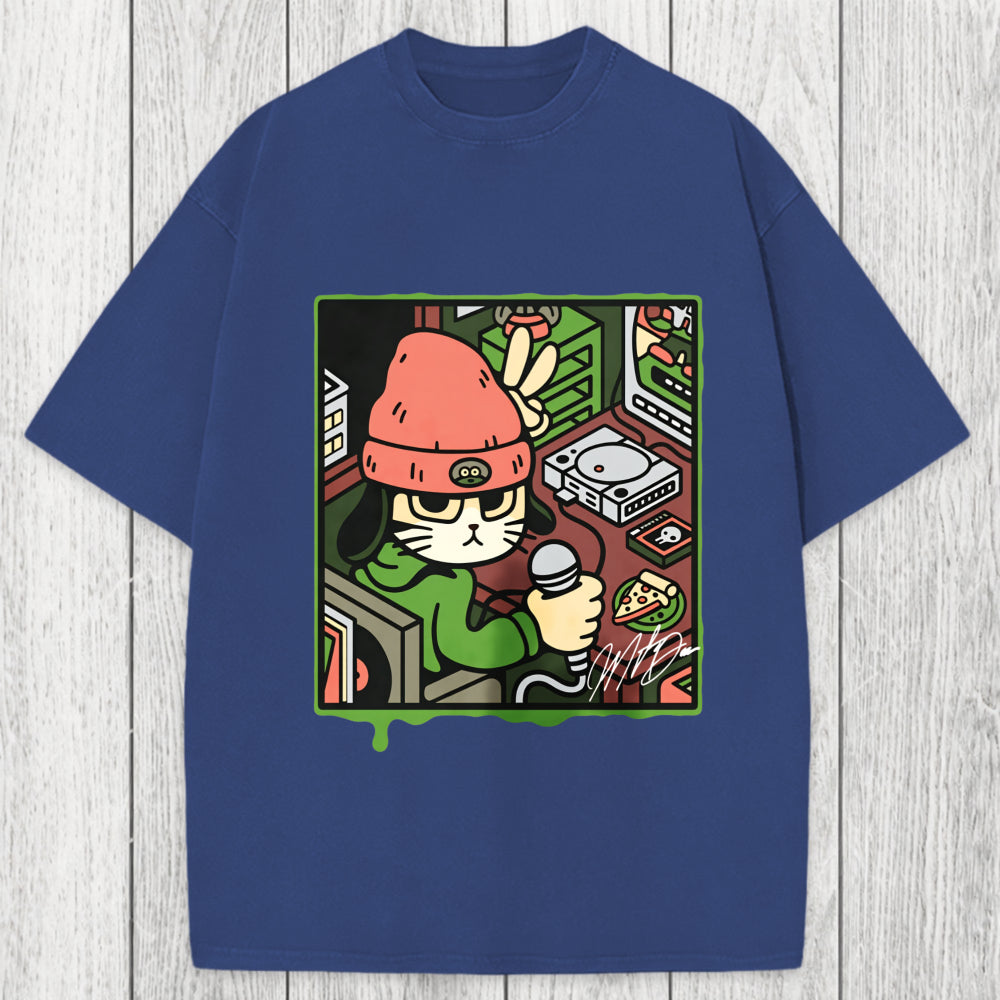 Tokyosol Rapper Cat Washed T-Shirt