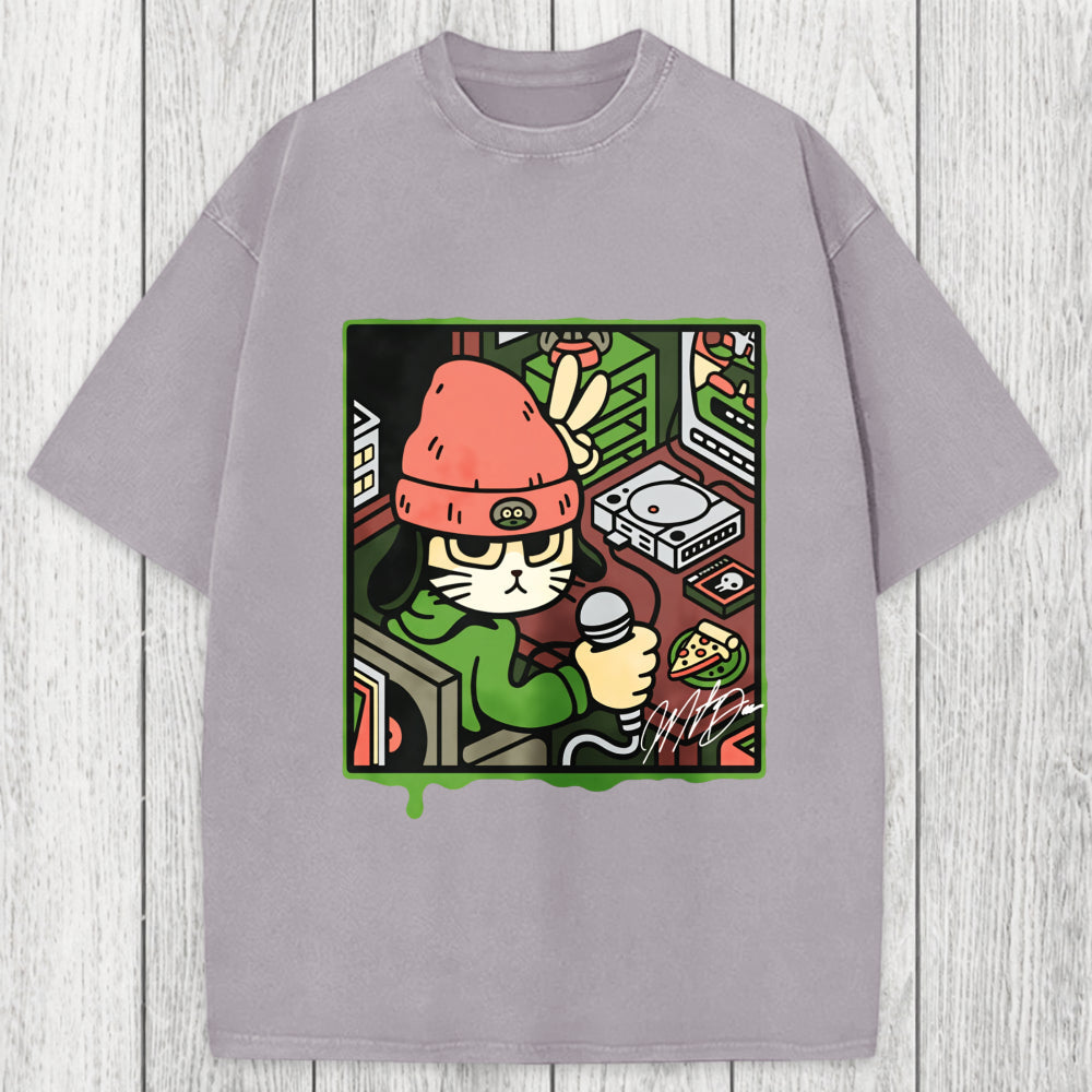 Tokyosol Rapper Cat Washed T-Shirt