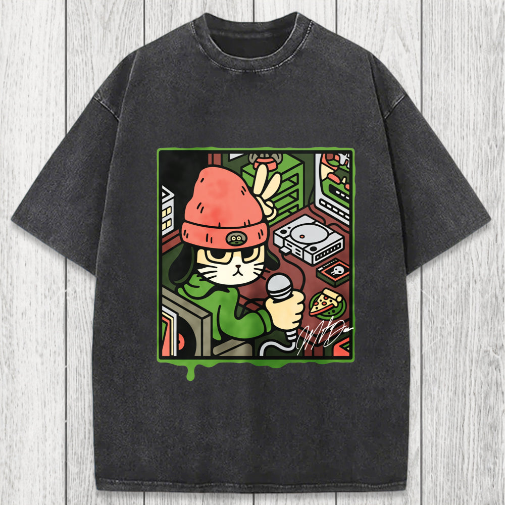Tokyosol Rapper Cat Washed T-Shirt