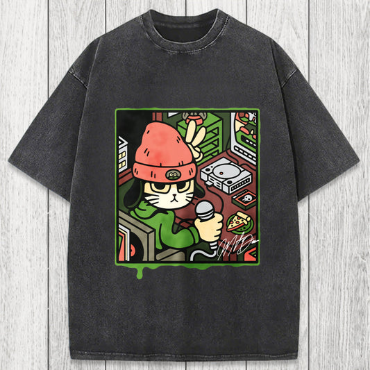 Tokyosol Rapper Cat Washed T-Shirt