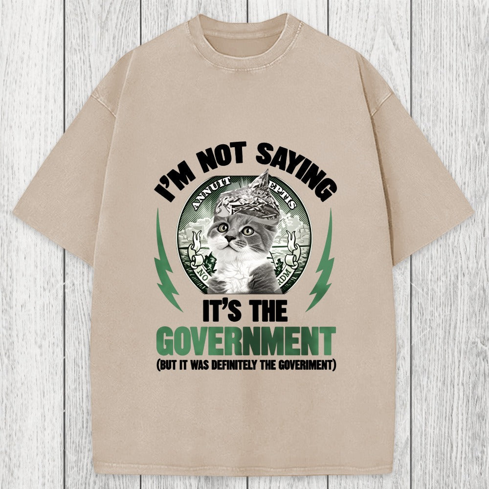 Tokyosol Government Conspiracy Cat Washed T-Shirt