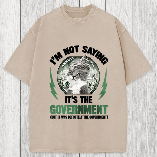 Tokyosol Government Conspiracy Cat Washed T-Shirt